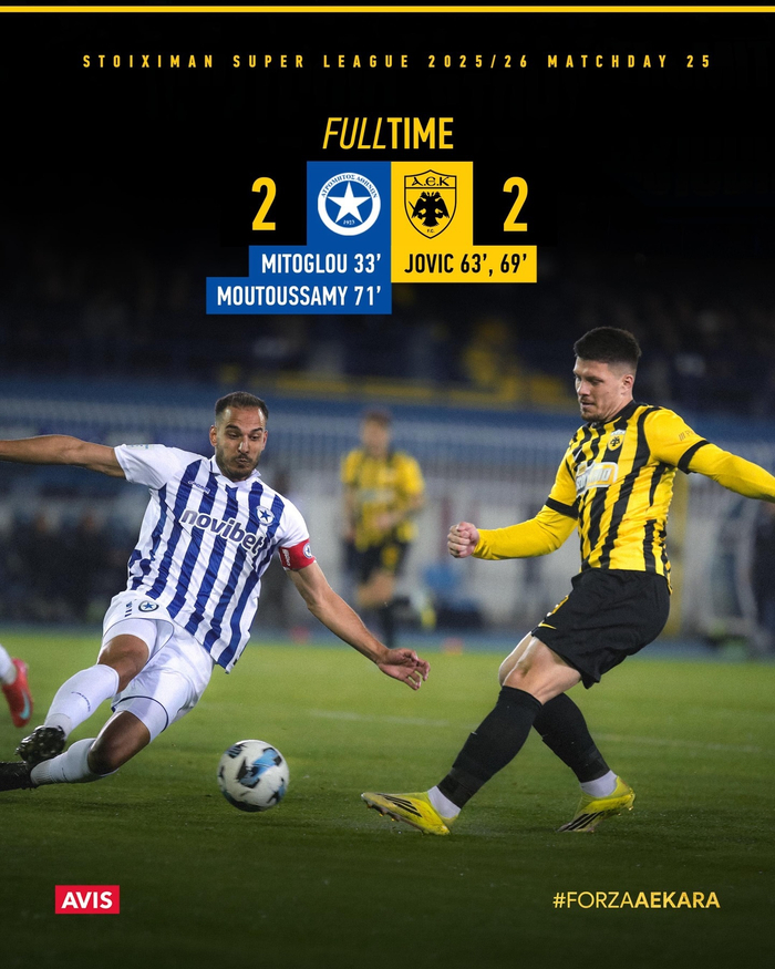 九游娱乐下载-希腊超约维奇梅开二度，雅典AEK客场2：2战平阿特罗米托斯|尼古拉·约维奇|全场_新浪体育_新浪新闻